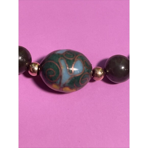 Natural Green Nephrite Jade and 14k Gold Bracelet, 7 3/4 Inches - Picture 7 of 7